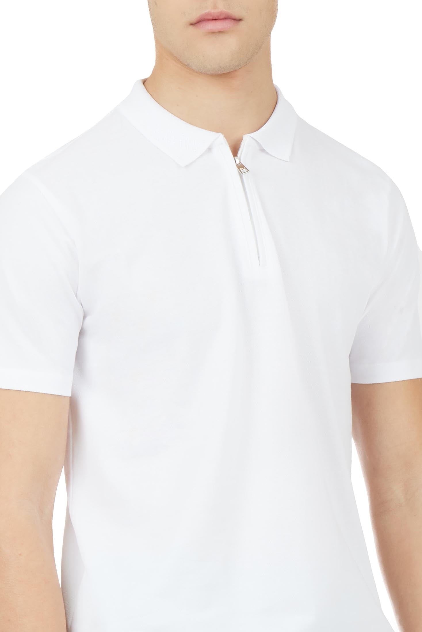 Polo zip con struttura|Colore:Bianco