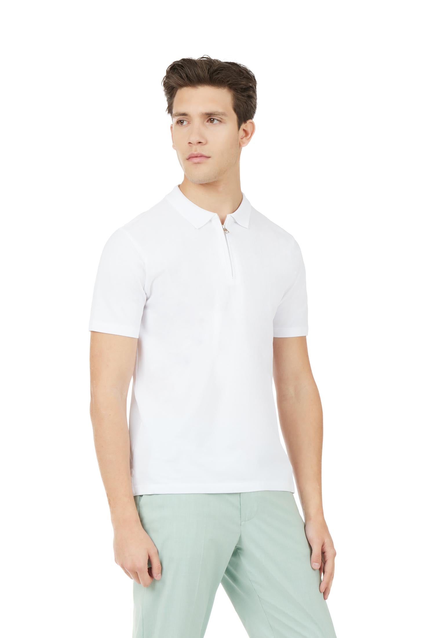 Polo zip con struttura|Colore:Bianco