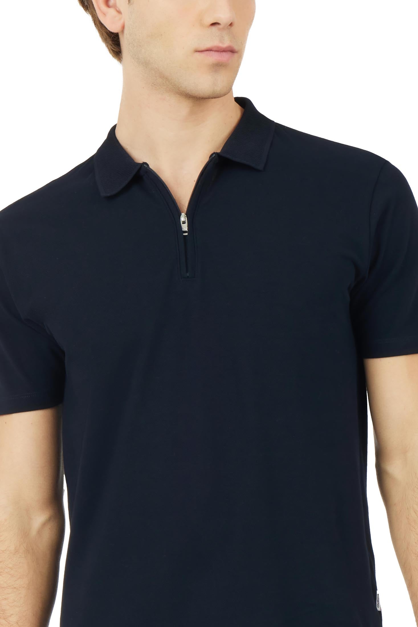 Polo zip con struttura|Colore:Blu/navy