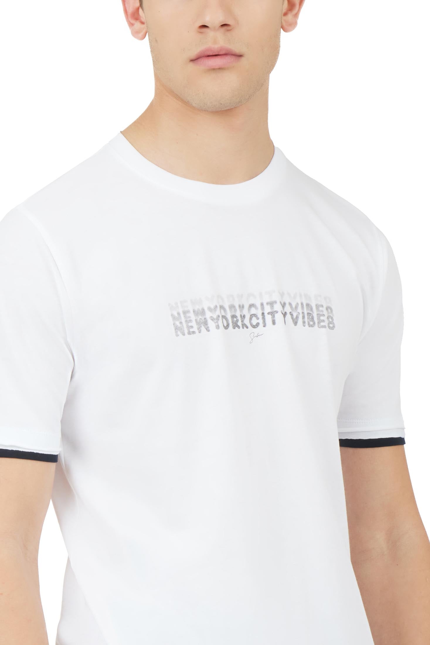 T-shirt con stampa New York|Colore:Bianco