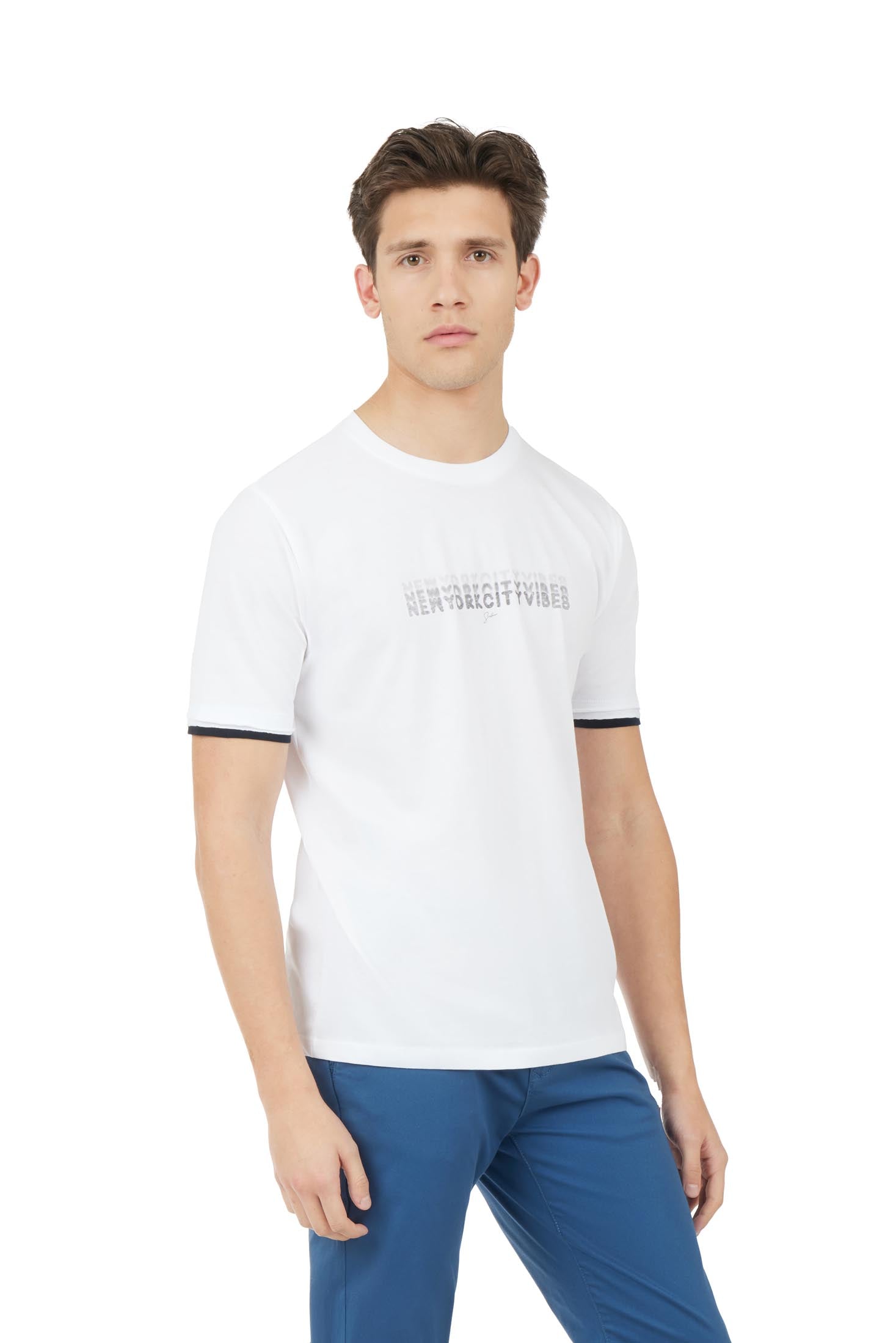 T-shirt con stampa New York|Colore:Bianco