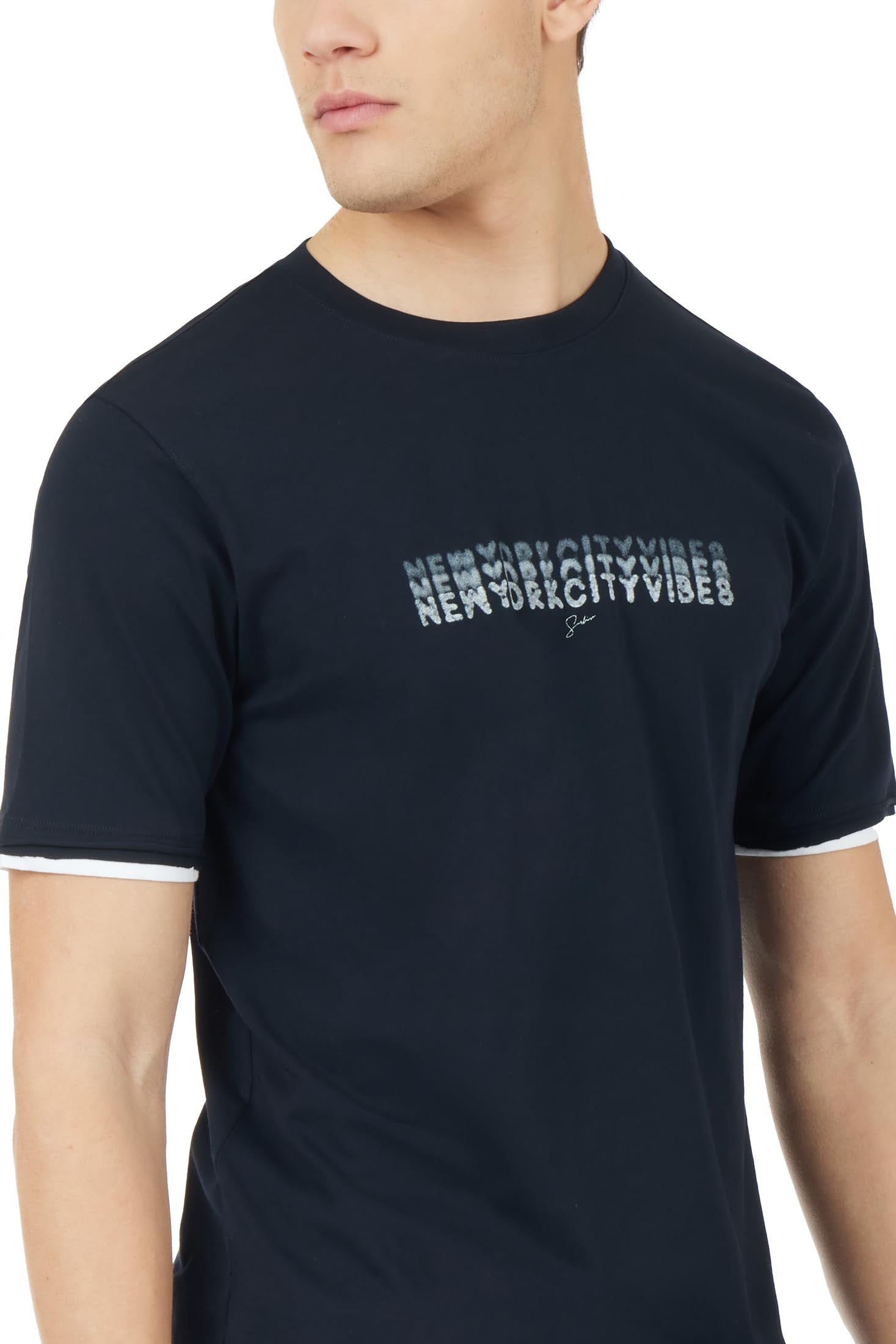 T-shirt con stampa New York|Colore:Blu/navy