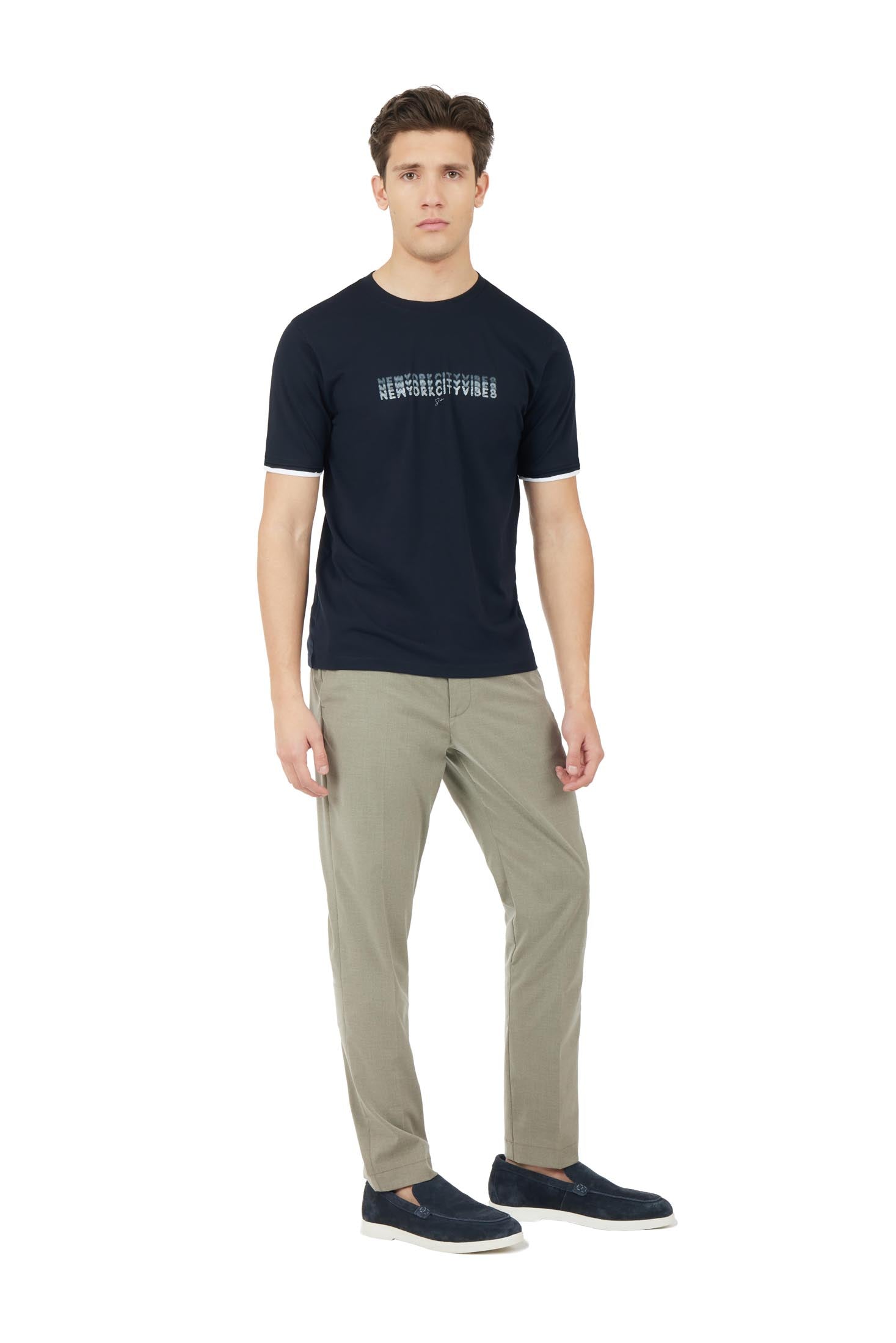 T-shirt con stampa New York|Colore:Blu/navy