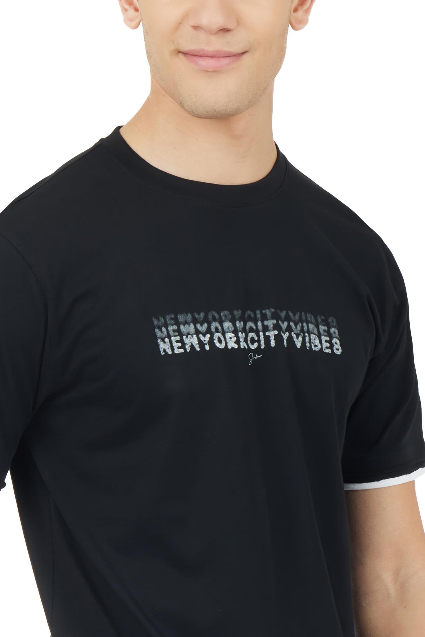 T-shirt con stampa New York|Colore:Nero