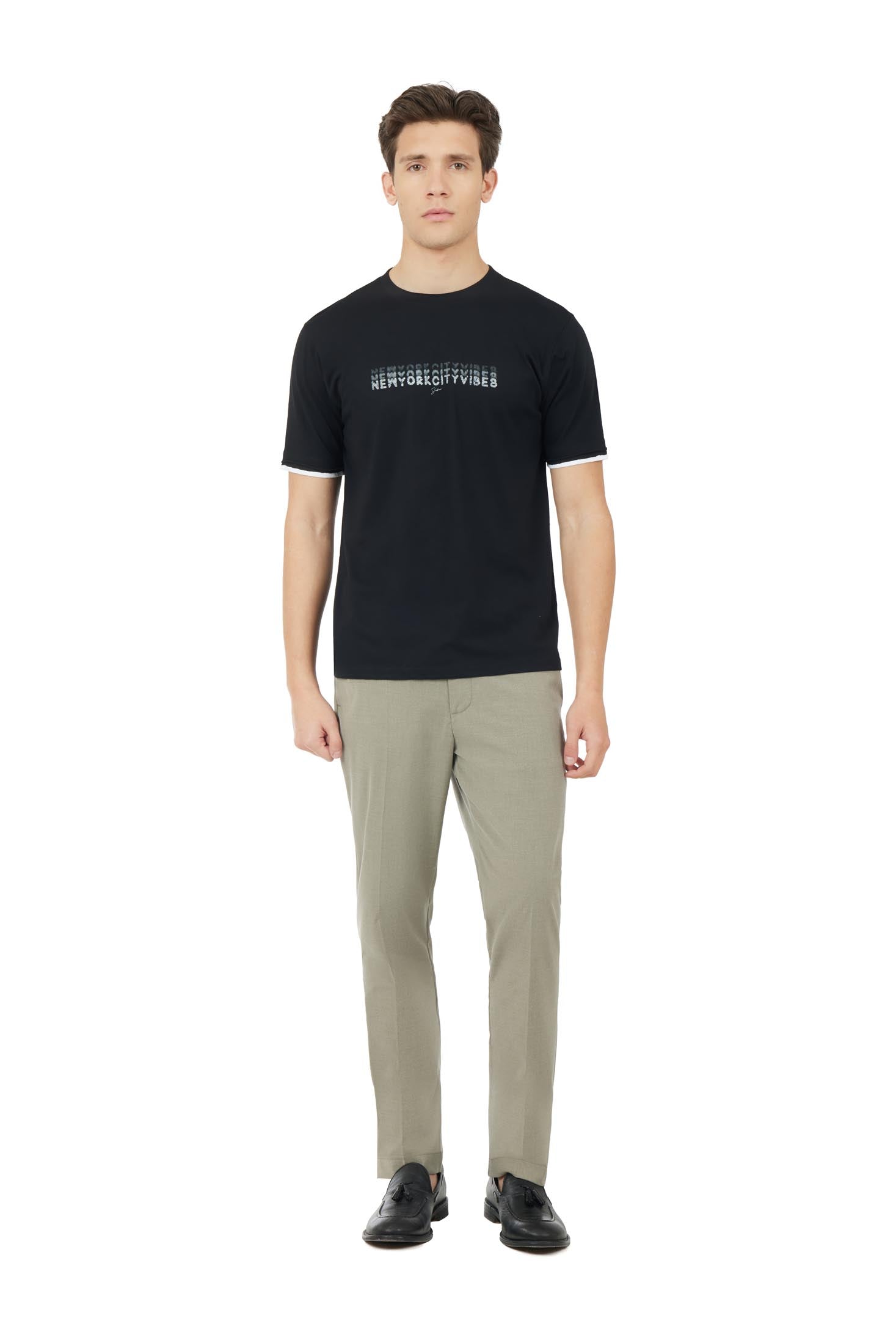 T-shirt con stampa New York|Colore:Nero