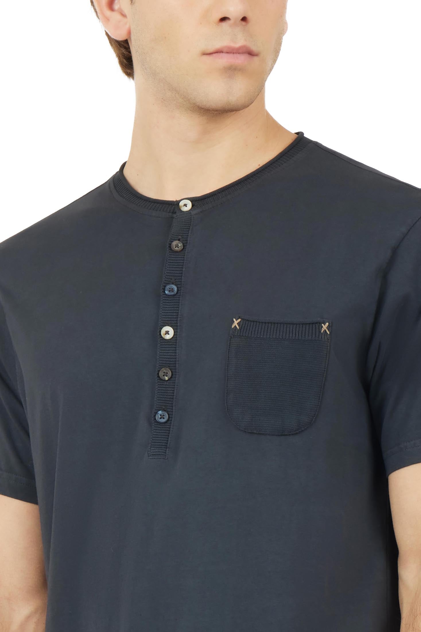 T-shirt serafino con dettagli|Colore:Blu/navy