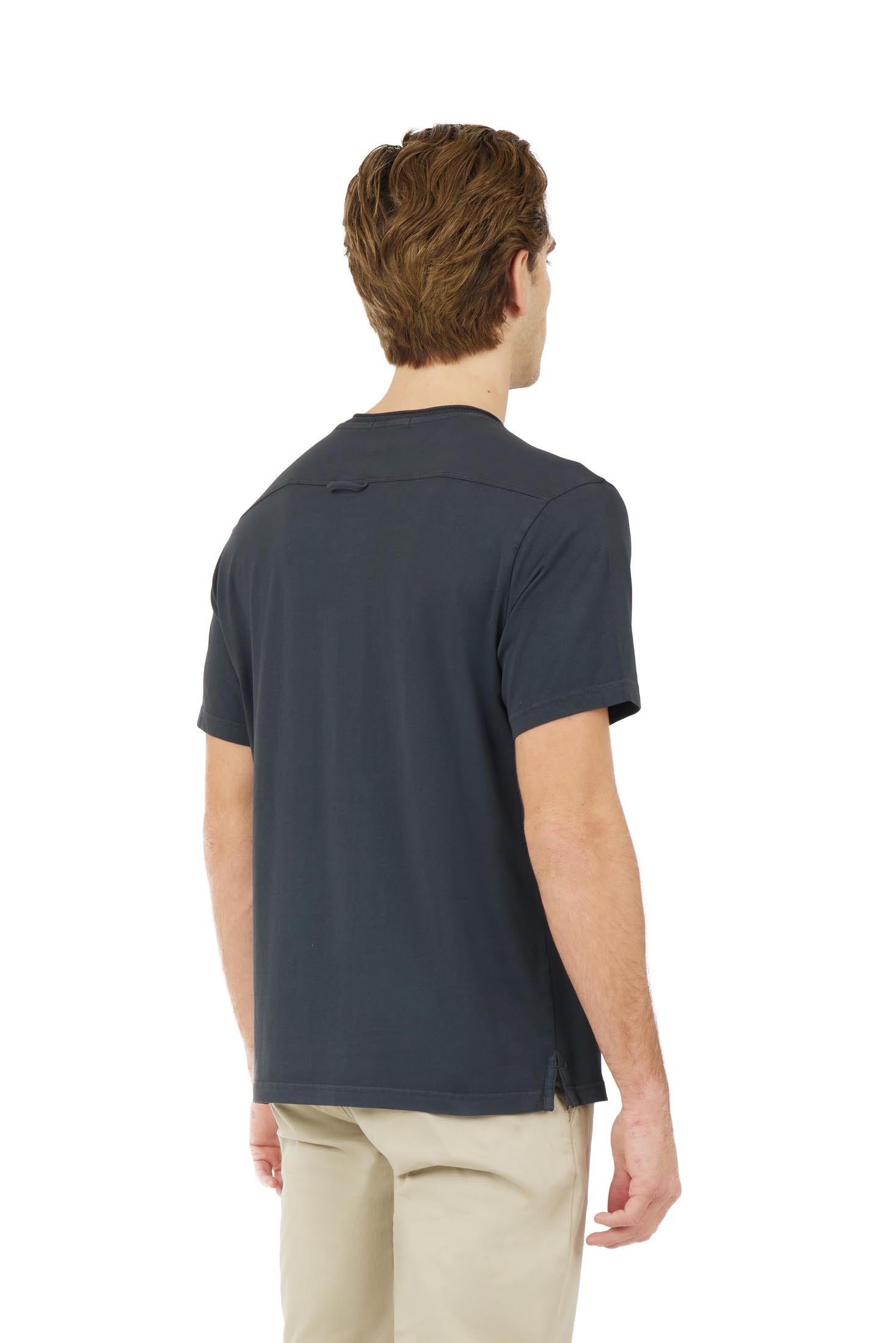 T-shirt serafino con dettagli|Colore:Blu/navy