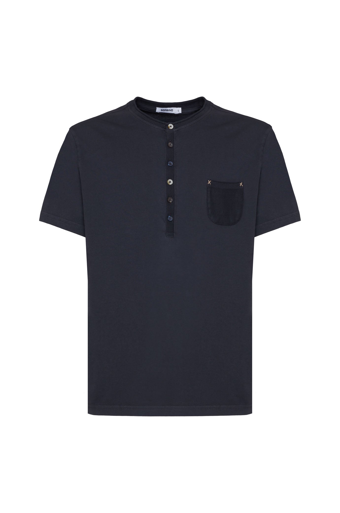 T-shirt serafino con dettagli|Colore:Blu/navy