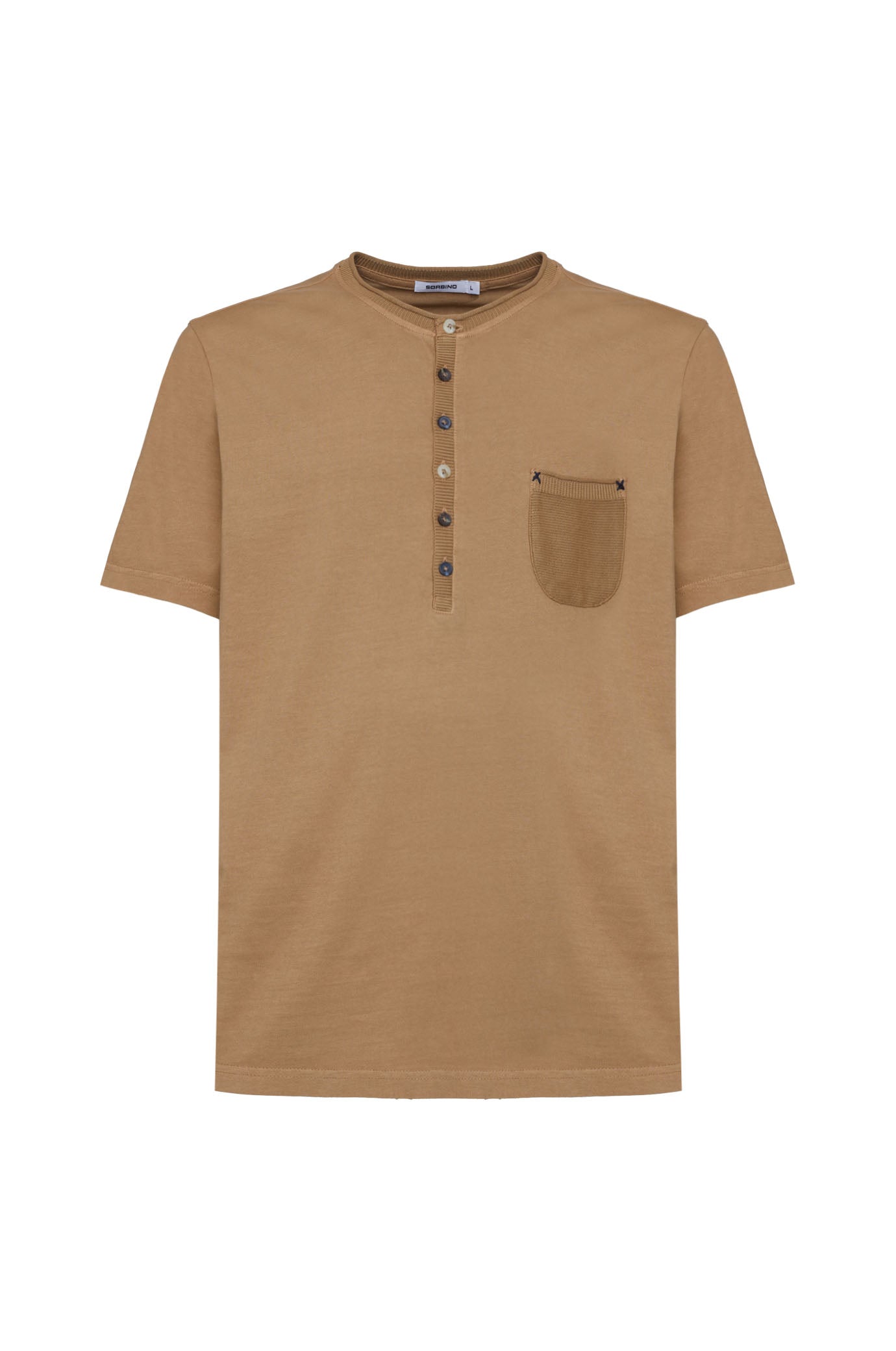 T-shirt serafino con dettagli|Colore:Fango