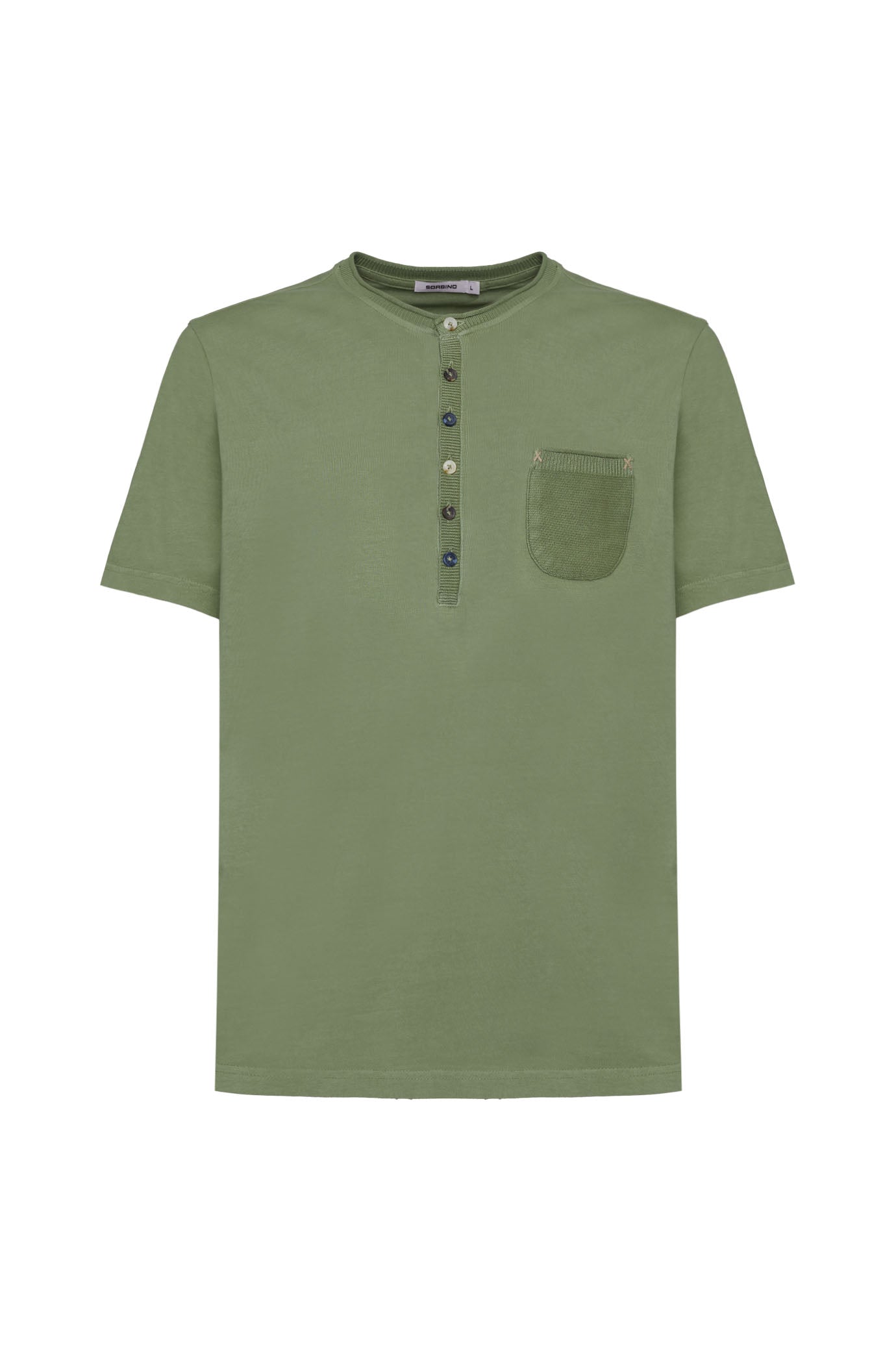 T-shirt serafino con dettagli|Colore:Verde