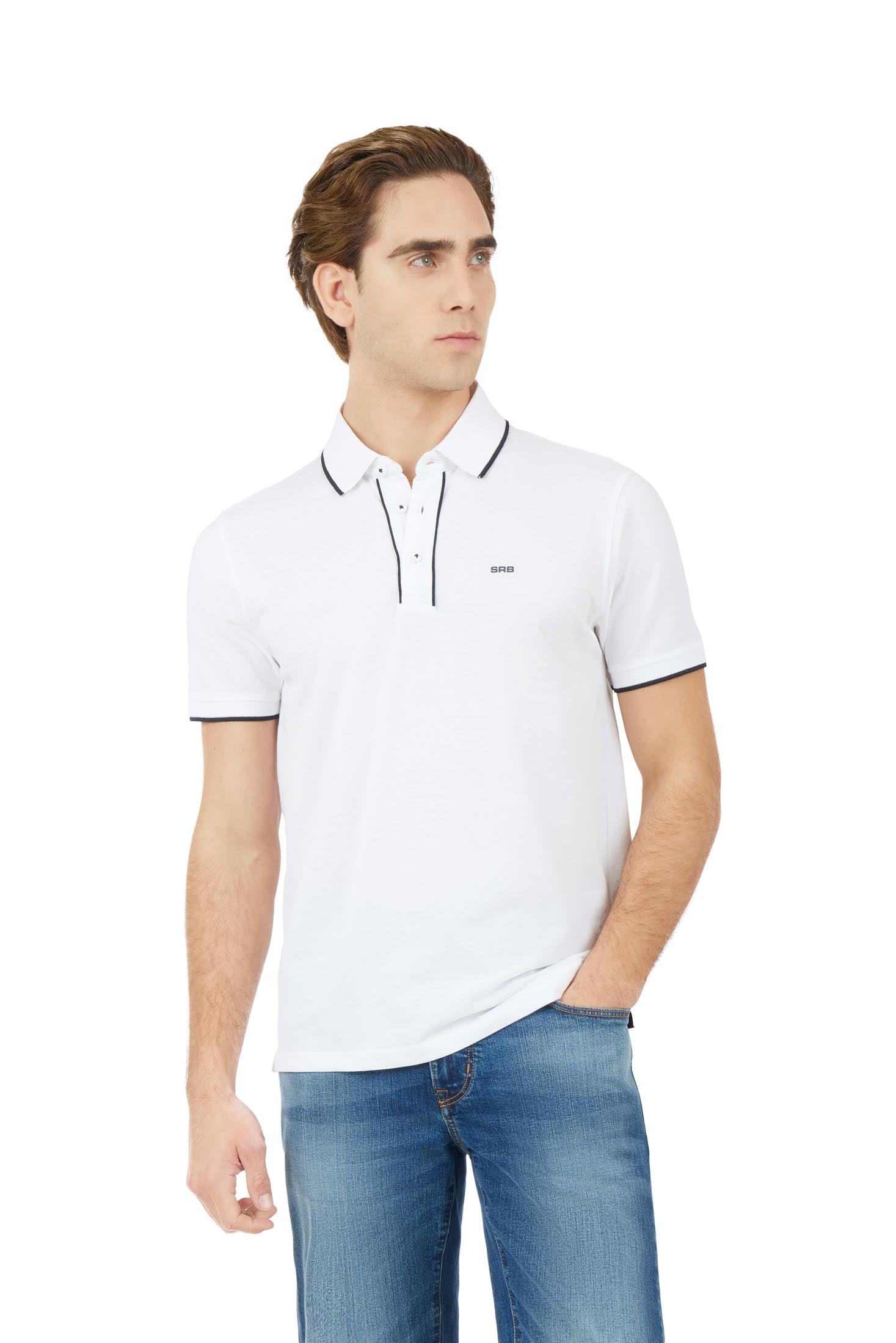 Polo con dettagli a contrasto|Colore:Bianco