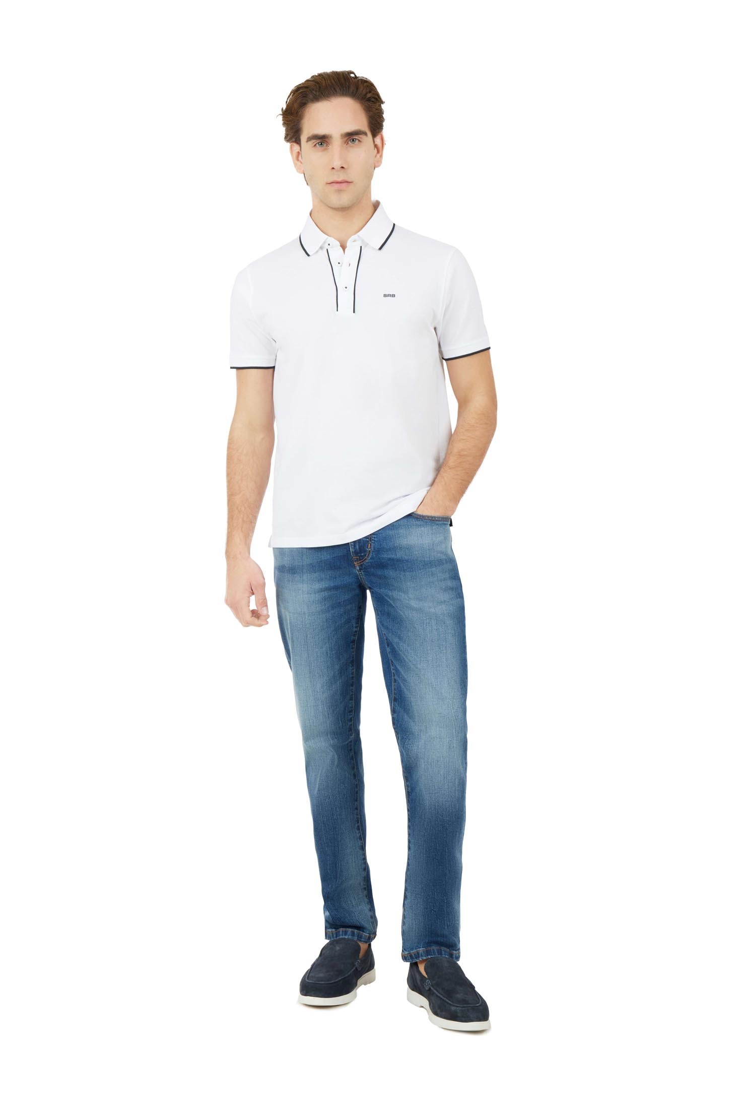 Polo con dettagli a contrasto|Colore:Bianco