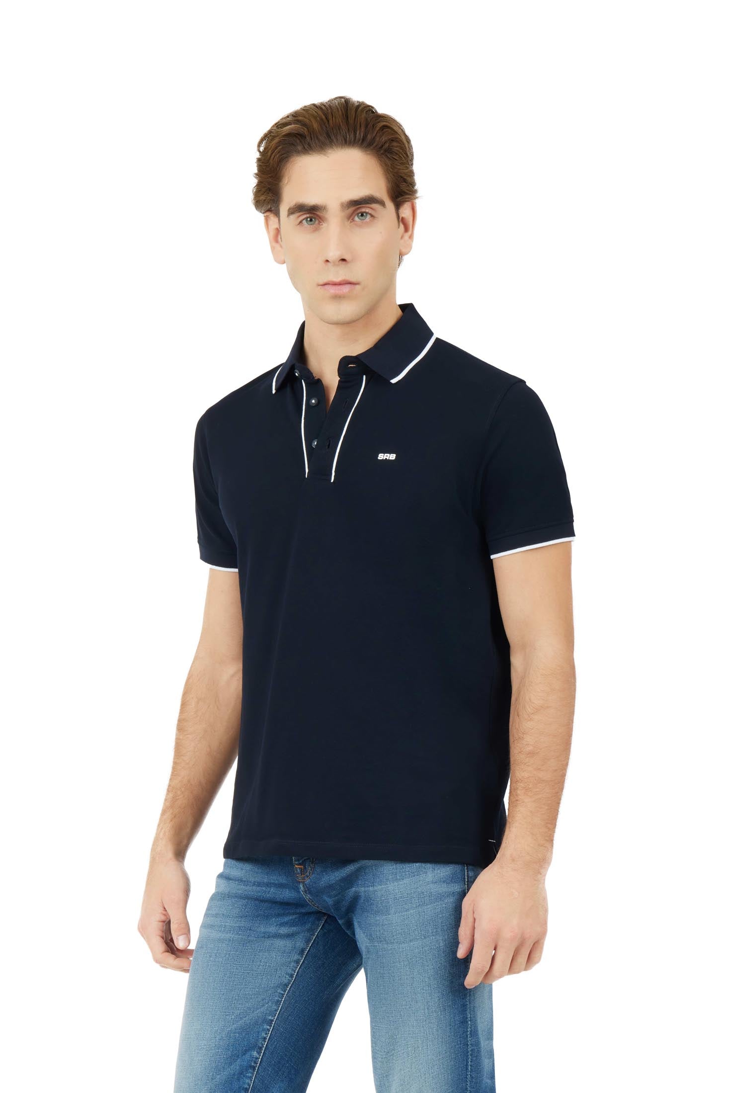 Polo con dettagli a contrasto|Colore:Blu/navy