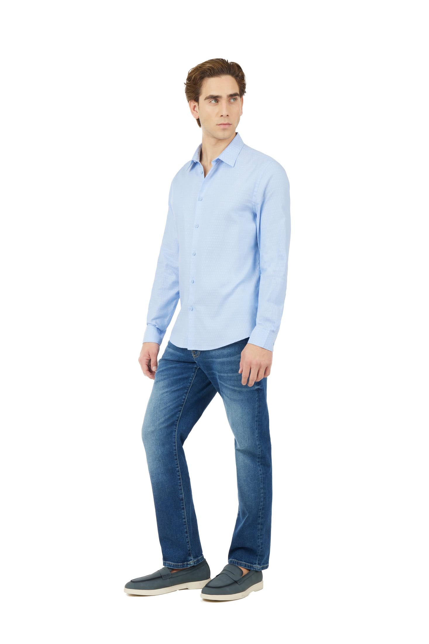 Camicia comfort fit Dobby|Colore:Celeste