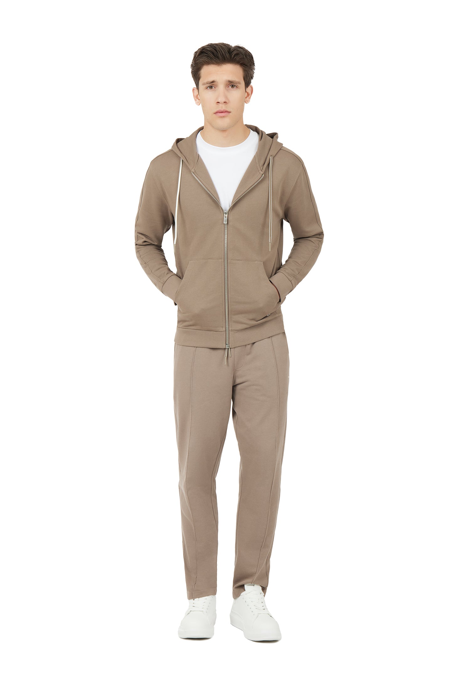 Felpa zip basic|Colore:Fango