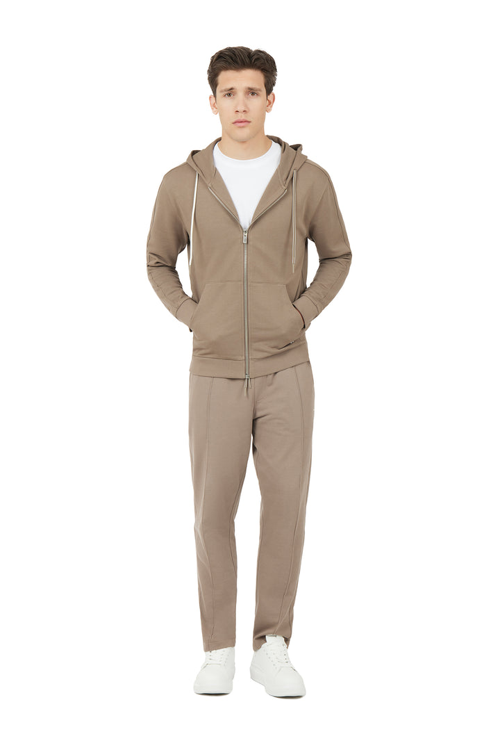 Felpa zip basic|Colore:Fango