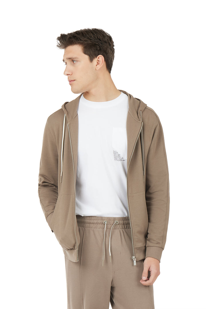 Felpa zip basic|Colore:Fango
