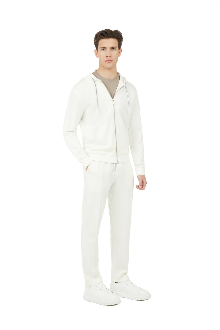 Felpa zip basic|Colore:Off white