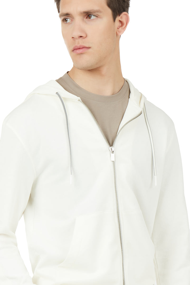 Felpa zip basic|Colore:Off white