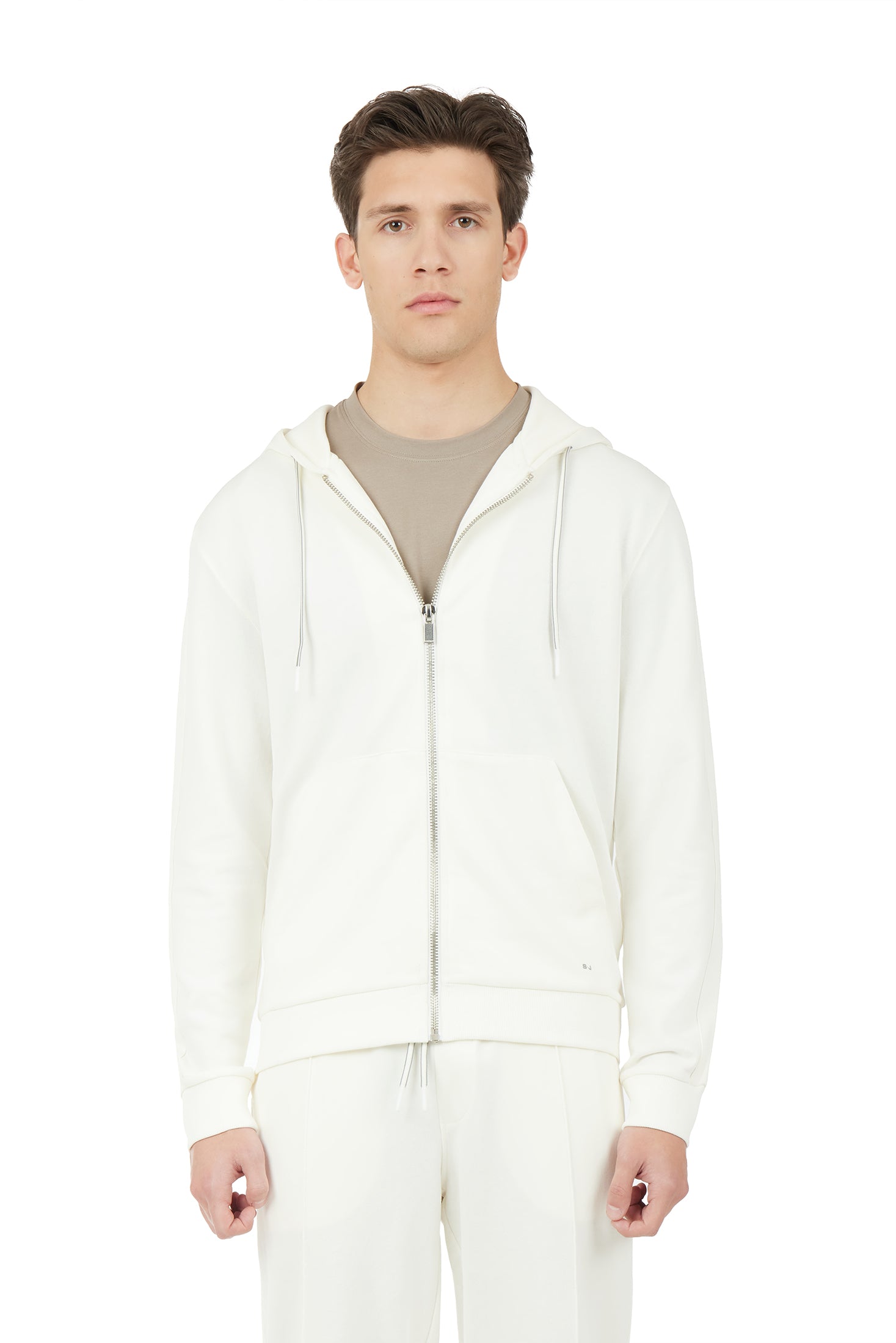 Felpa zip basic|Colore:Off white