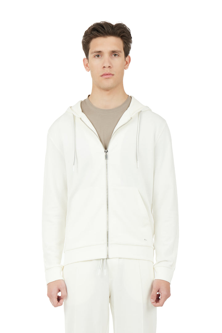 Felpa zip basic|Colore:Off white