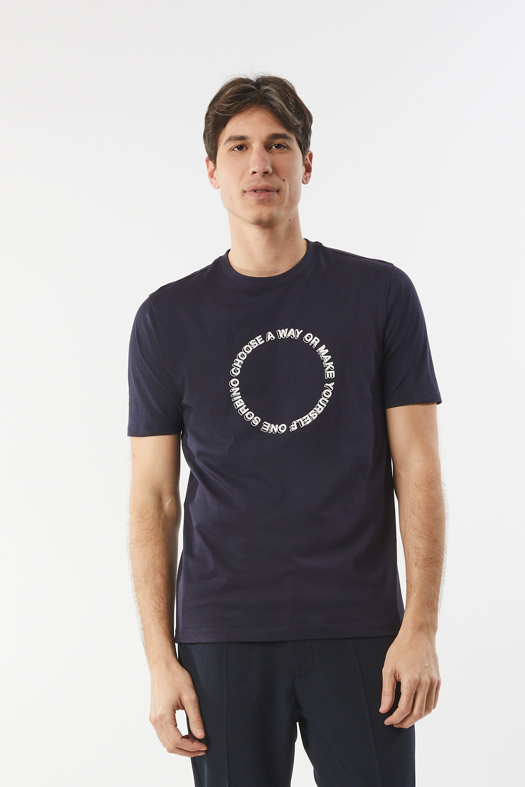 T-shirt con stampa|Colore:Blu/navy