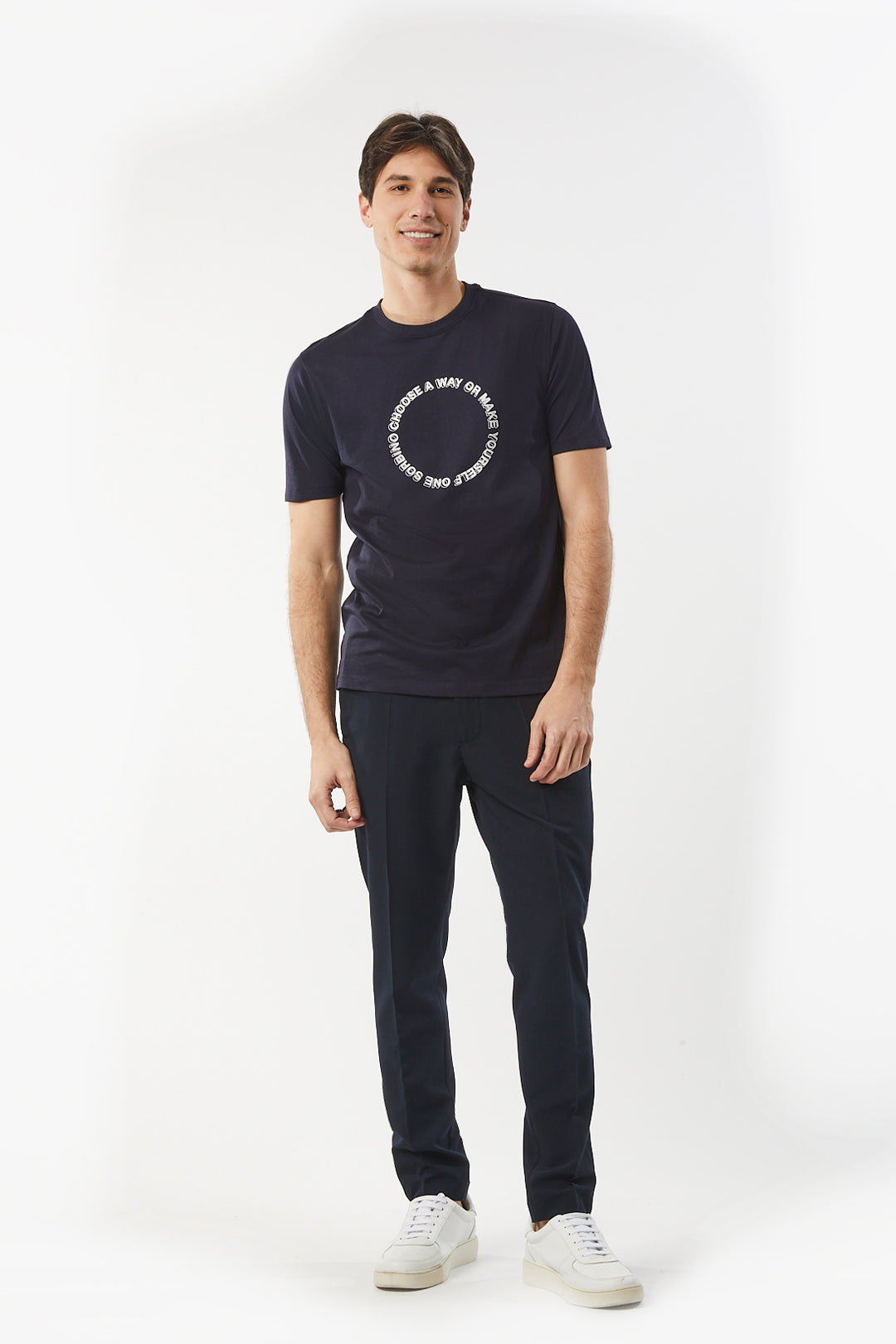 T-shirt con stampa|Colore:Blu/navy