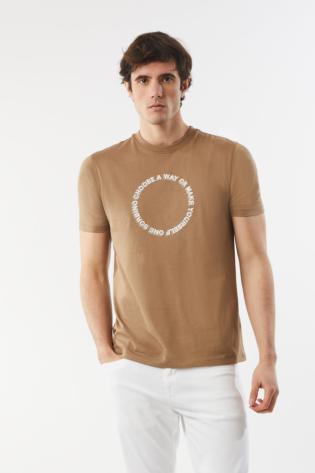 T-shirt con stampa|Colore:Fango