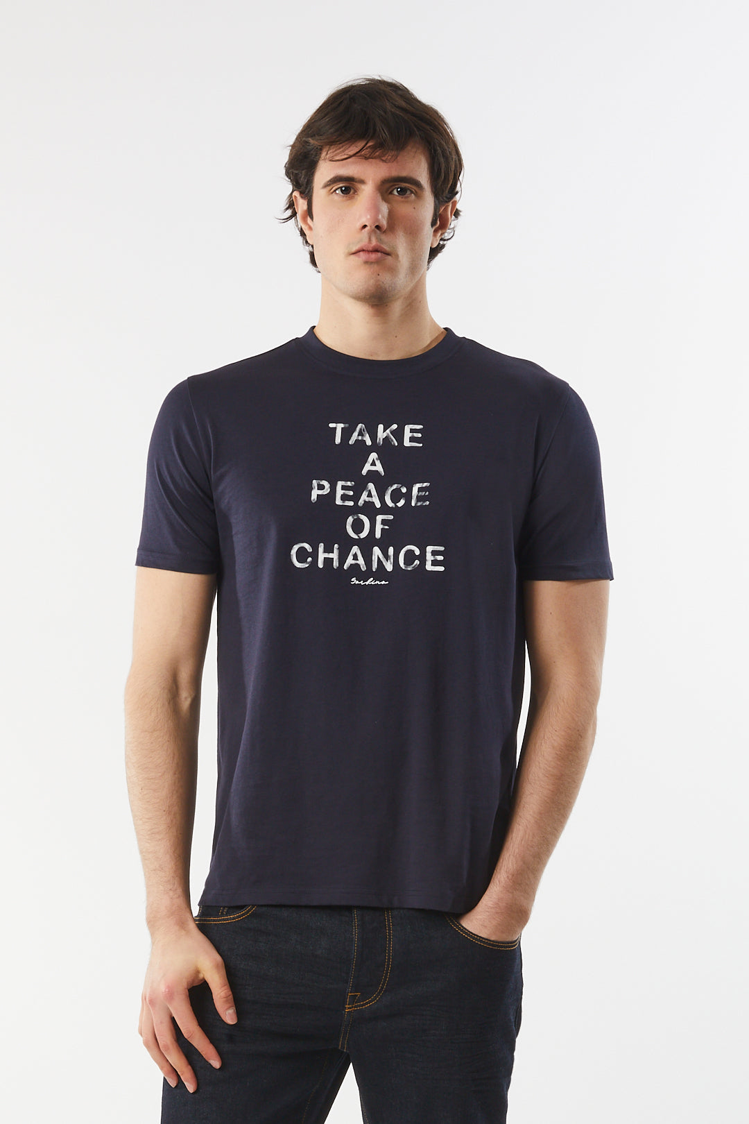 T-shirt con stampa|Colore:Blu/navy