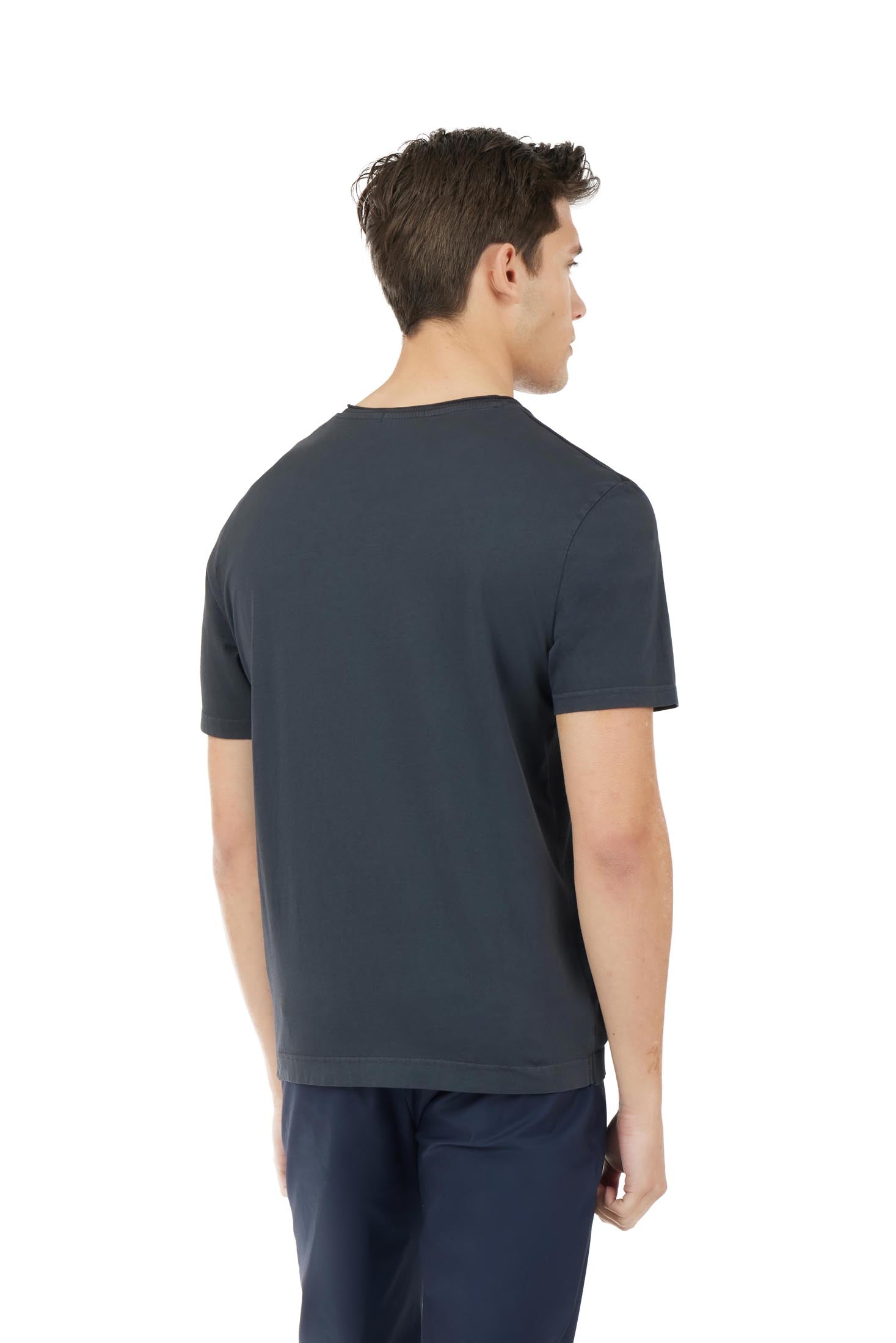 T-shirt in maglia con dettagli taglio vivo|Colore:Blu/navy