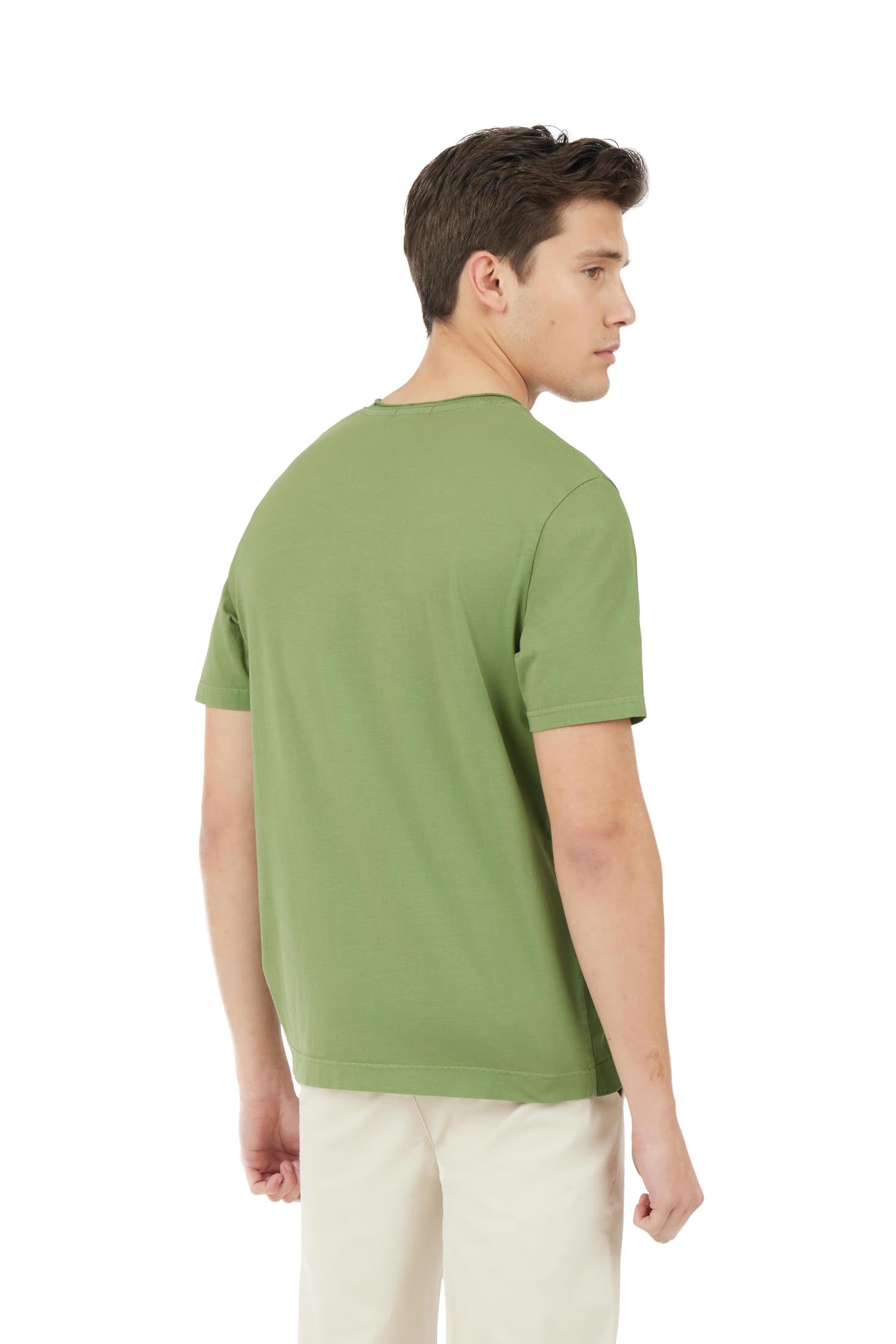 T-shirt in maglia con dettagli taglio vivo|Colore:Verde
