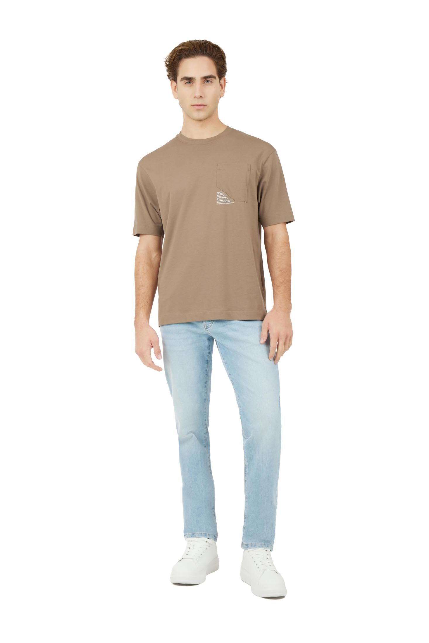 T-shirt comfort fit con taschino|Colore:Fango