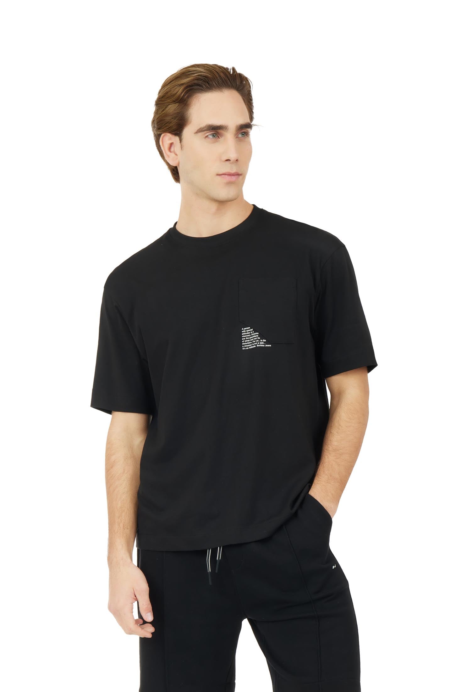 T-shirt comfort fit con taschino|Colore:Nero