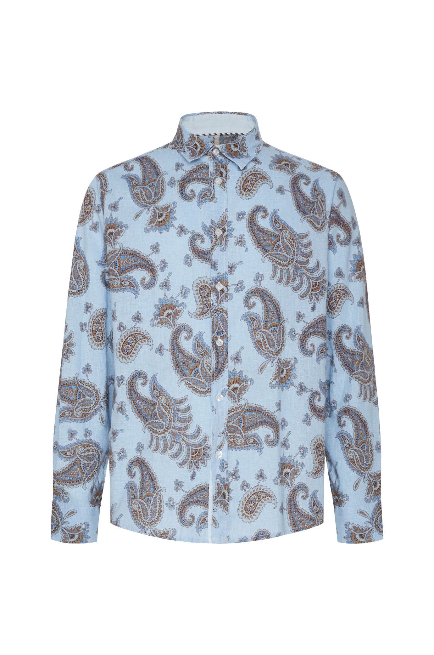 Camicia comfort fit misto lino Paisley|Colore:Celeste