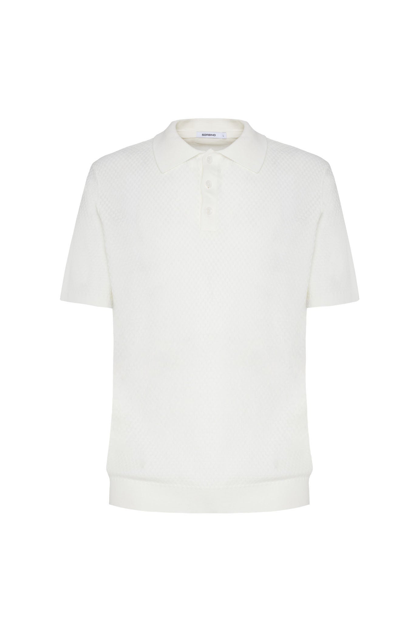 Polo in maglia con trama|Colore:Off white