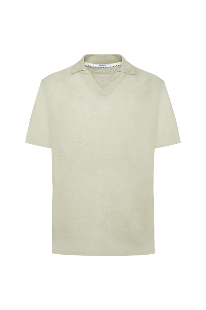 Polo derby in lino|Colore:Salvia