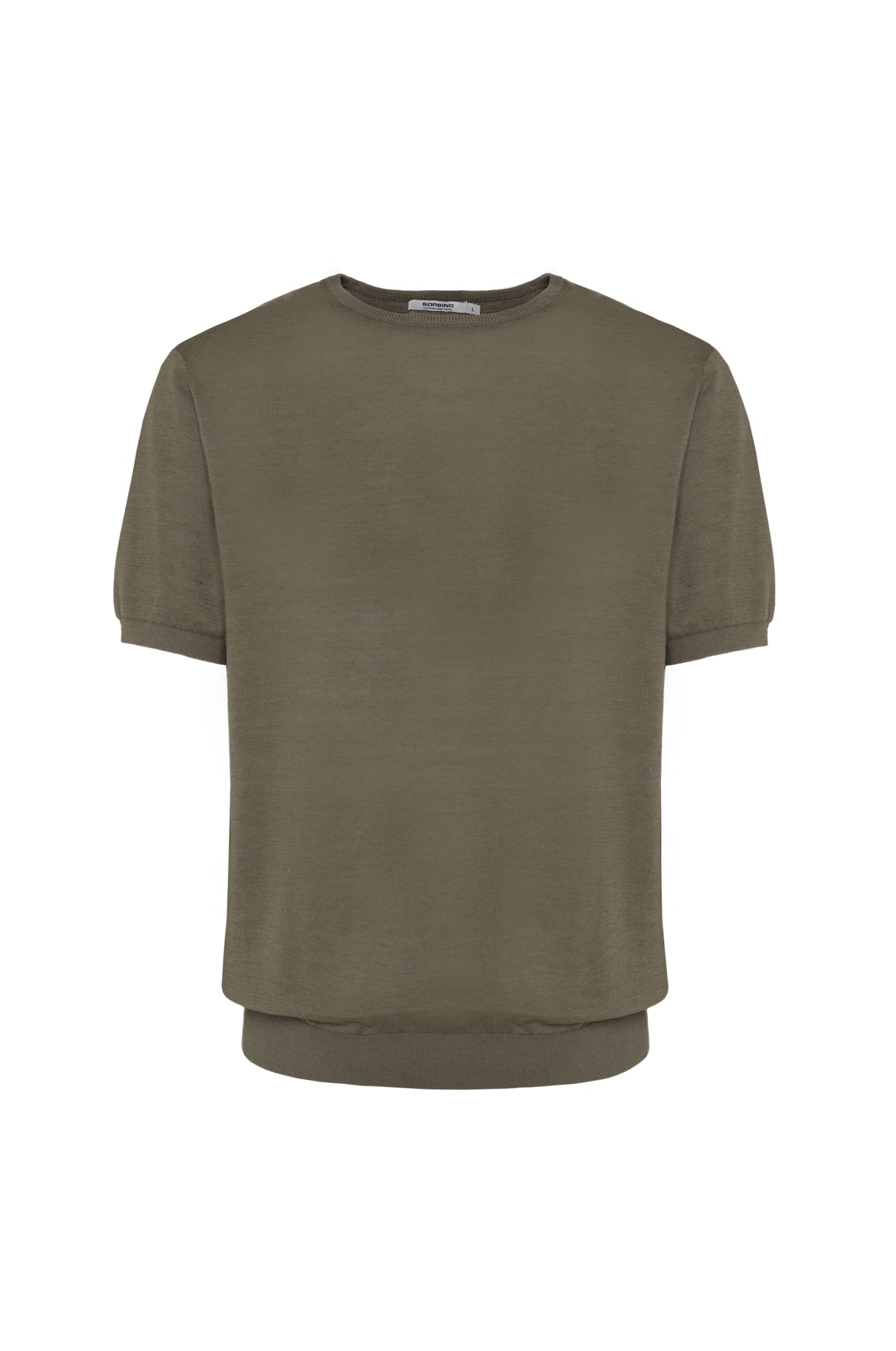 T-shirt in maglia misto seta|Colore:Verde militare