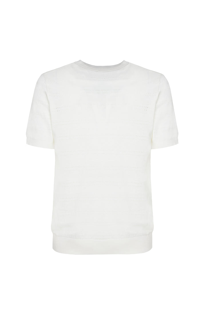 T-shirt in maglia con trama|Colore:Off white