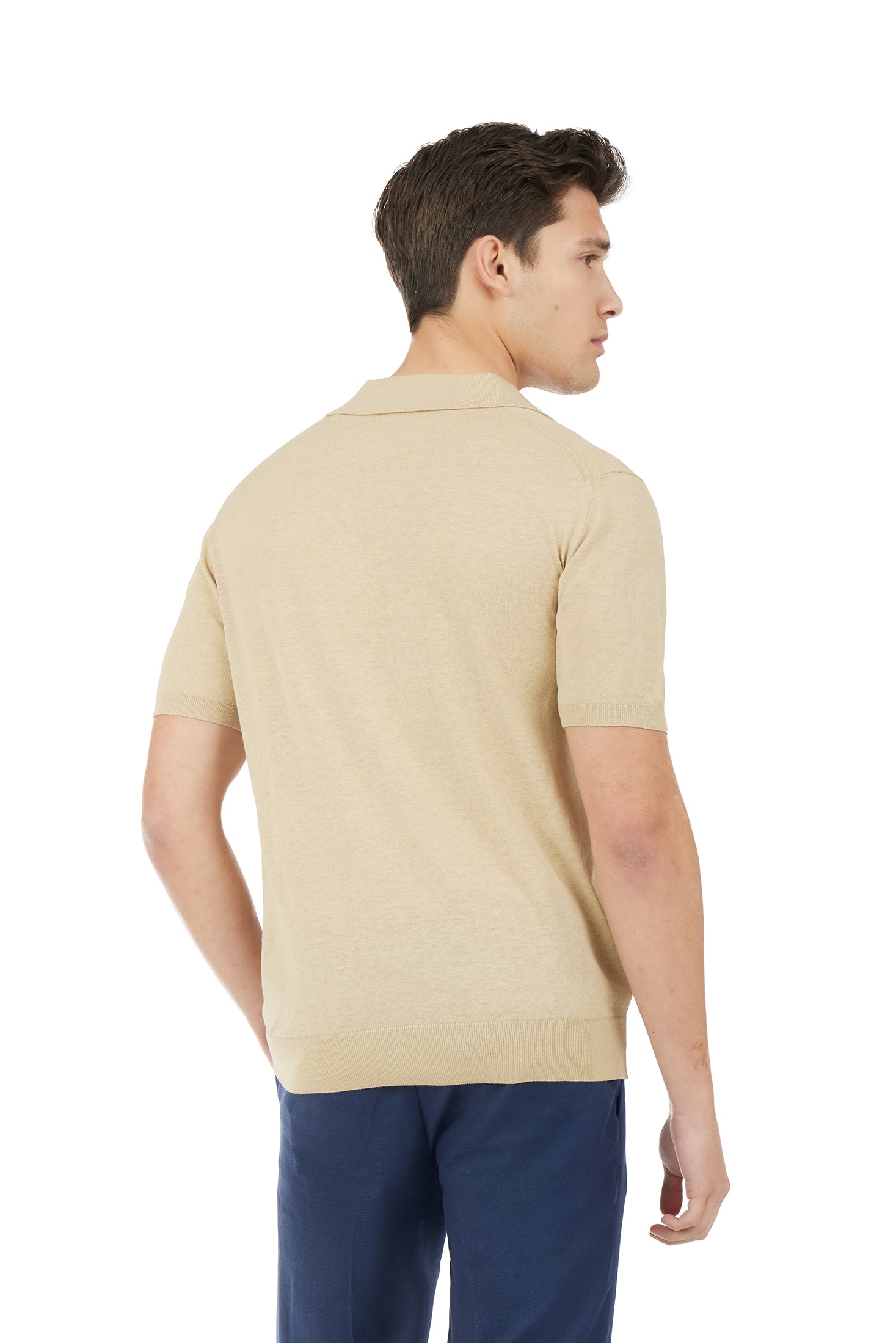Polo derby in maglia misto lino seta|Colore:Beige