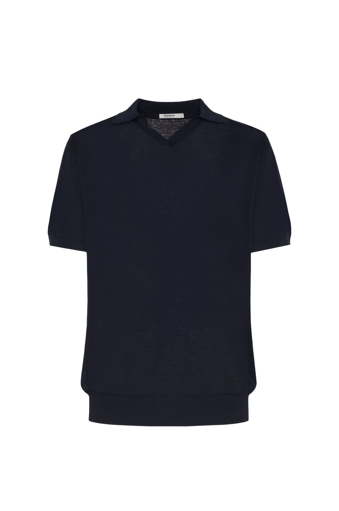 Polo derby in maglia misto lino seta|Colore:Blu/navy