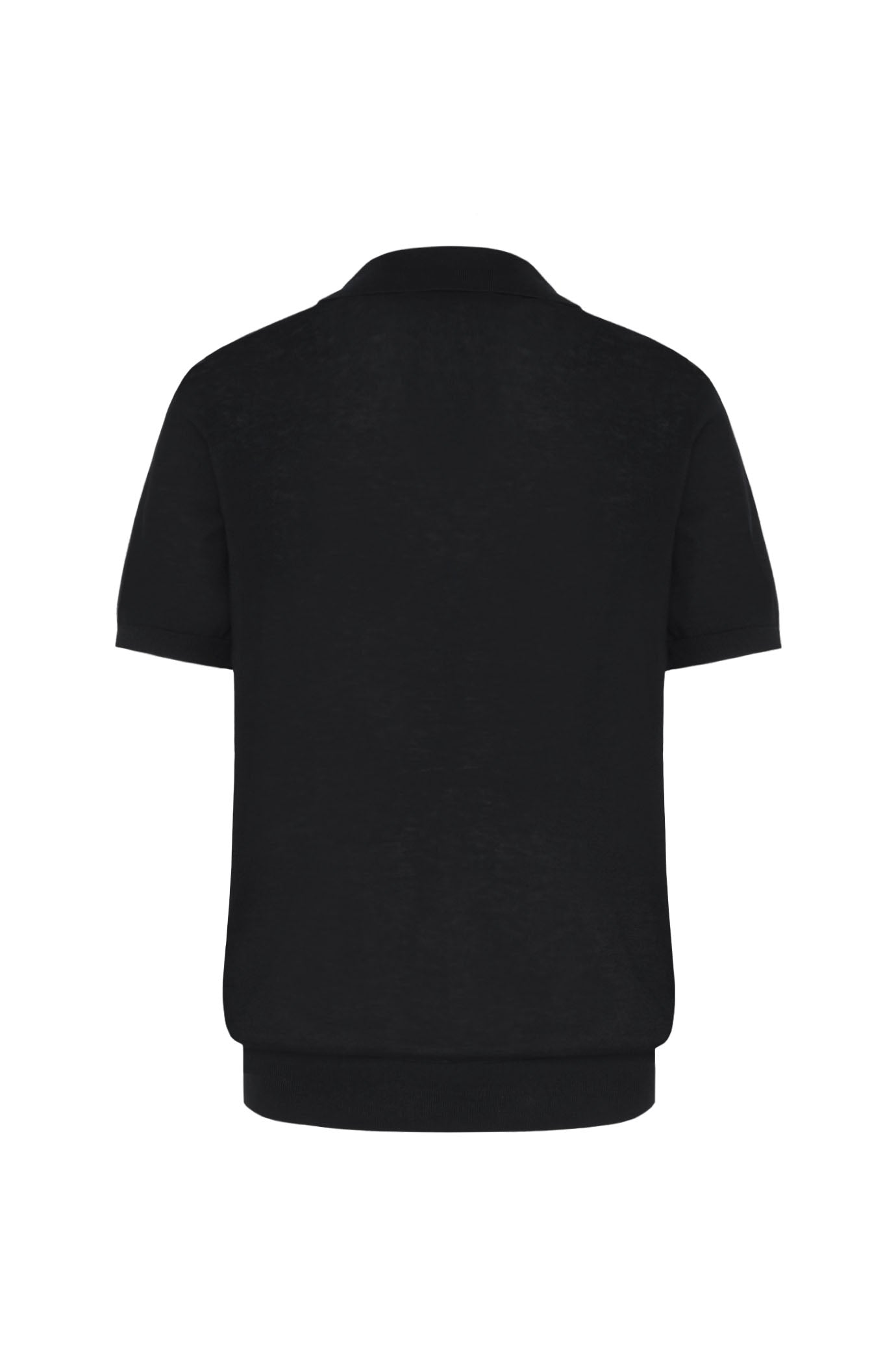 Polo derby in maglia misto lino seta|Colore:Nero