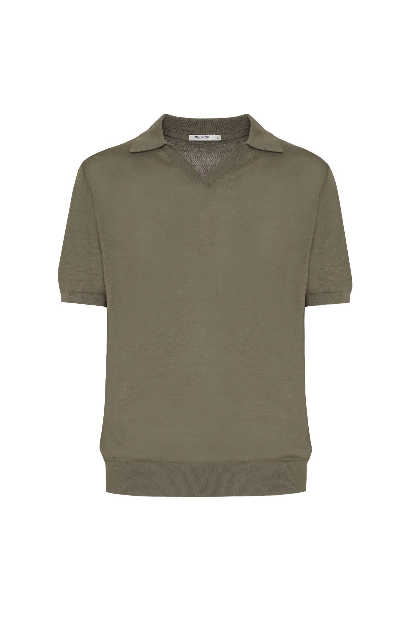 Polo derby in maglia misto lino seta|Colore:Verde militare