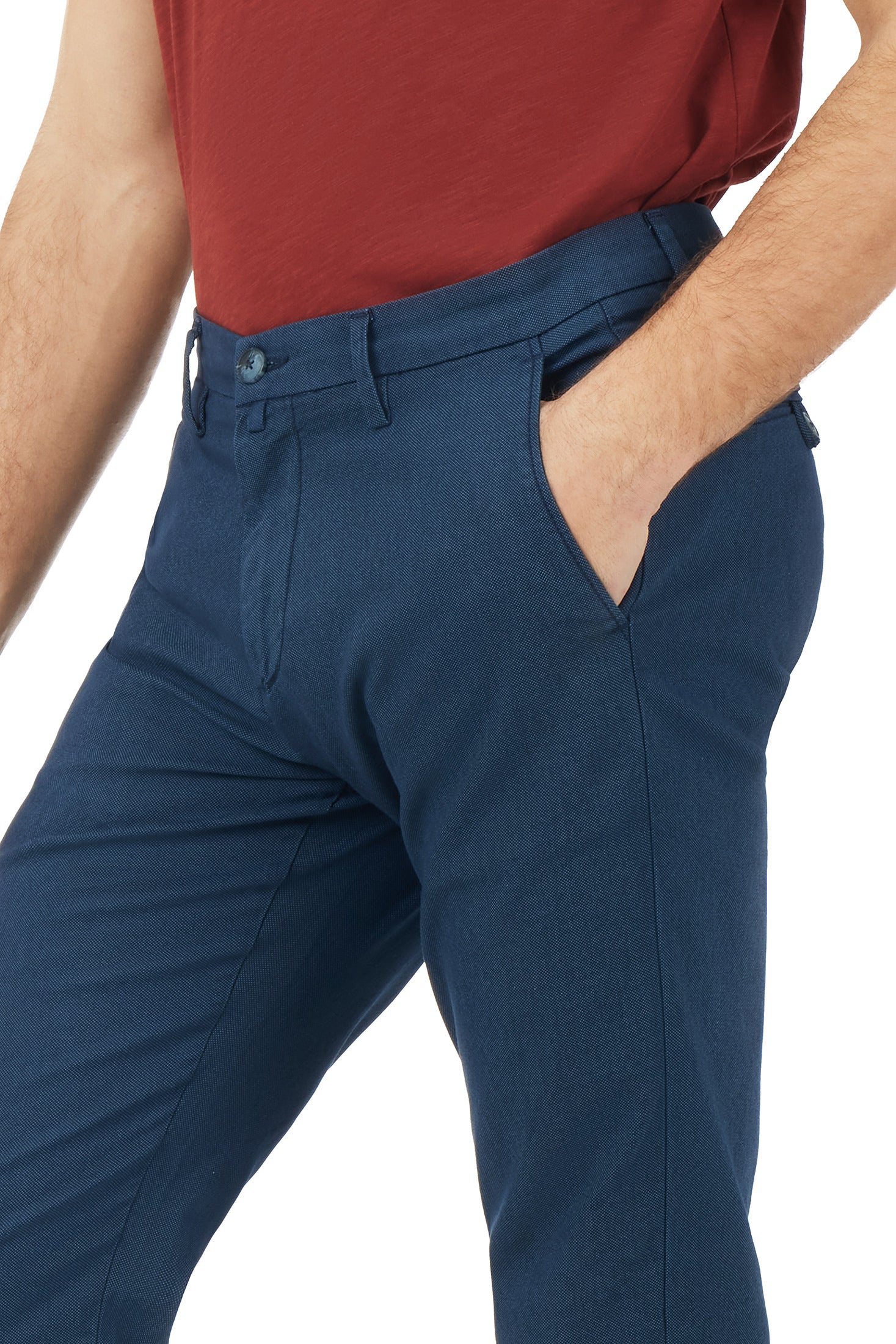 Pantaloni chinos slim fit dobby tinto filo|Colore:Blu/navy