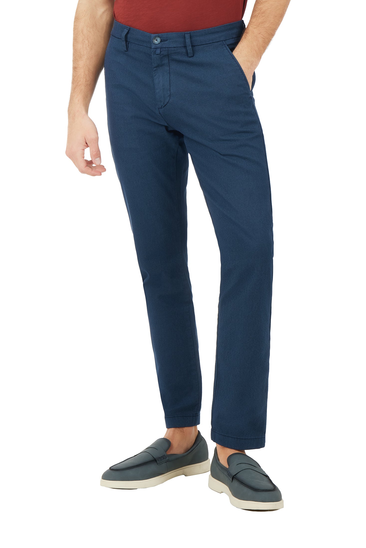 Pantaloni chinos slim fit dobby tinto filo|Colore:Blu/navy