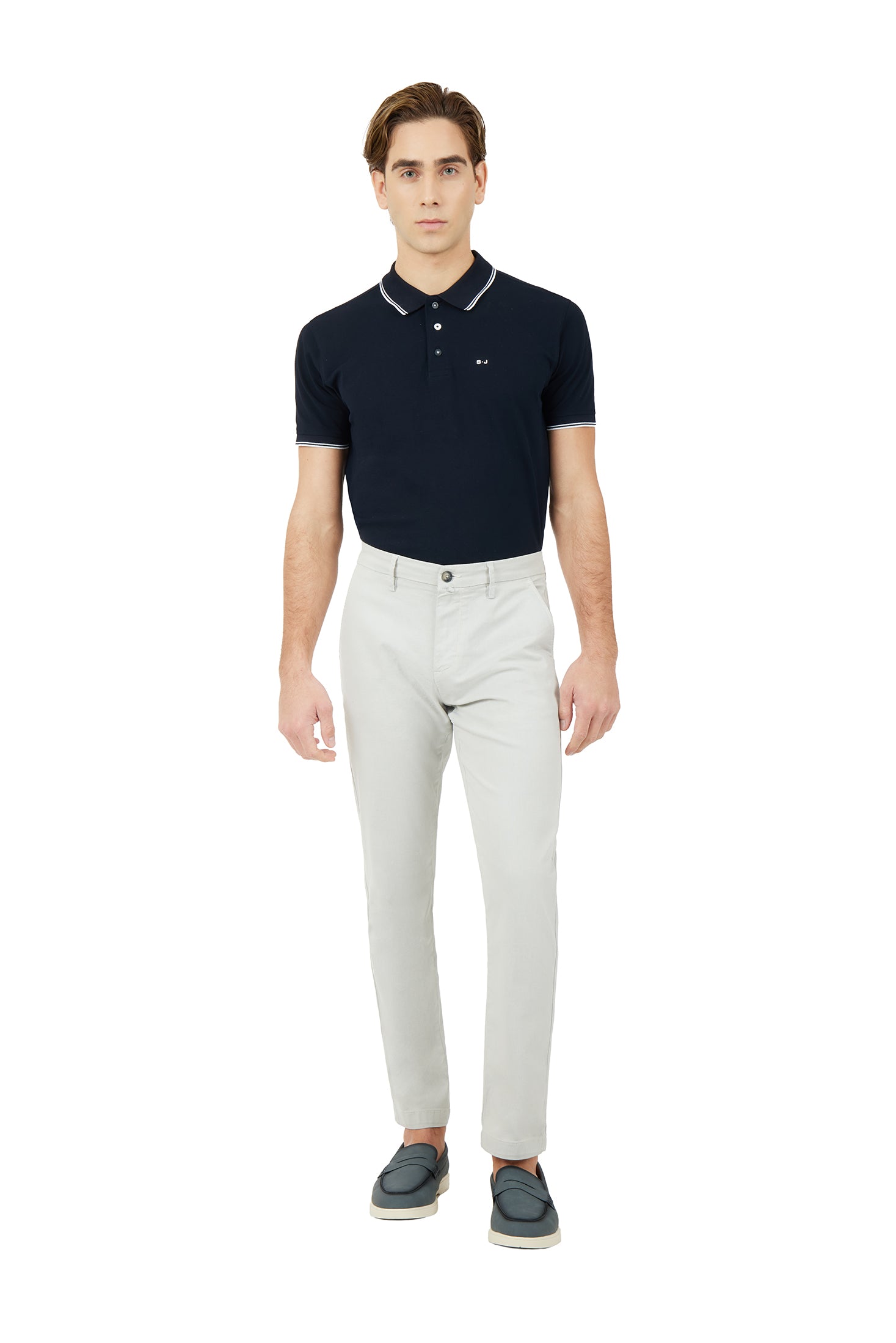 Pantaloni chinos slim fit dobby tinto filo|Colore:Crema