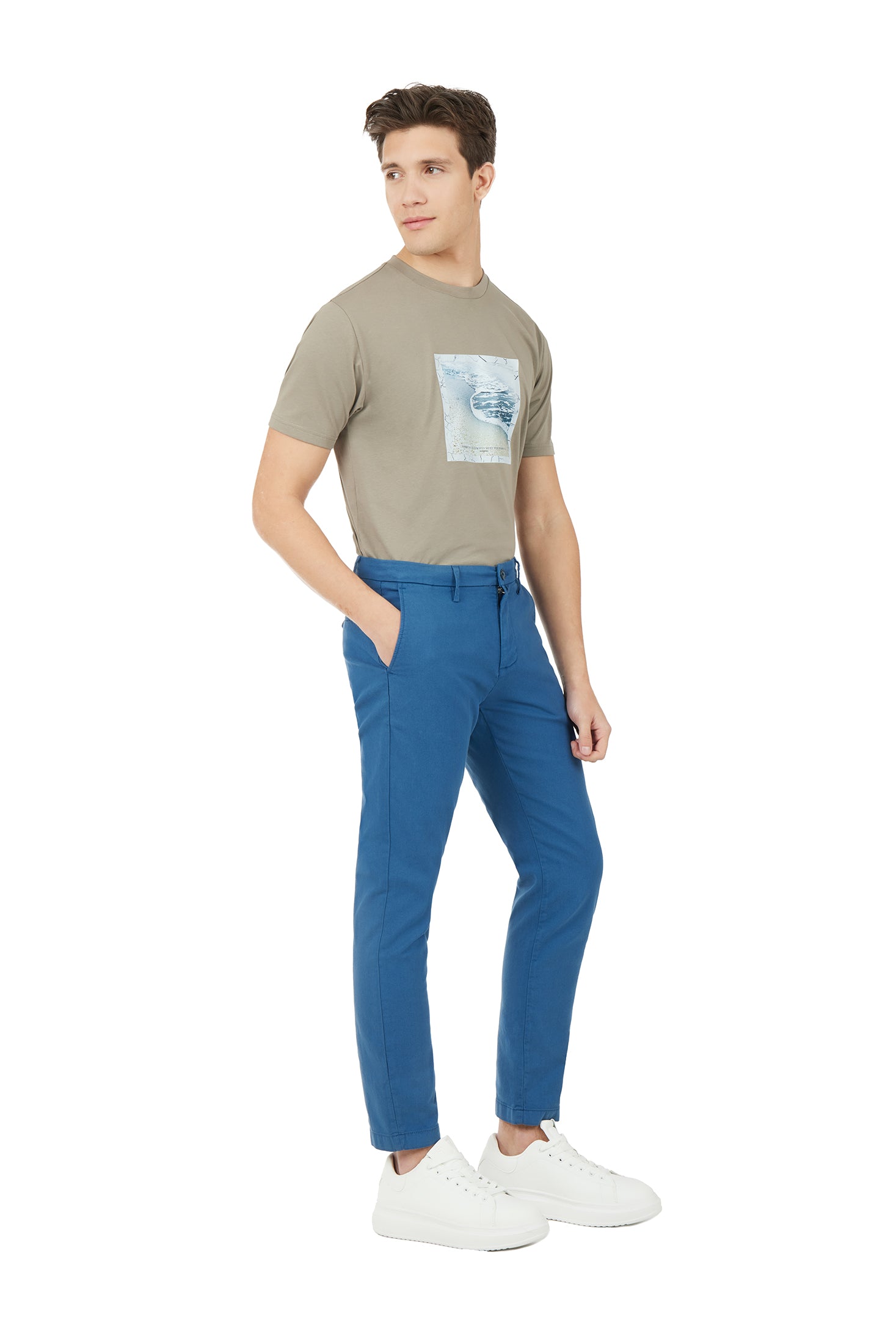 Pantaloni chinos slim fit dobby tinto filo|Colore:Indaco