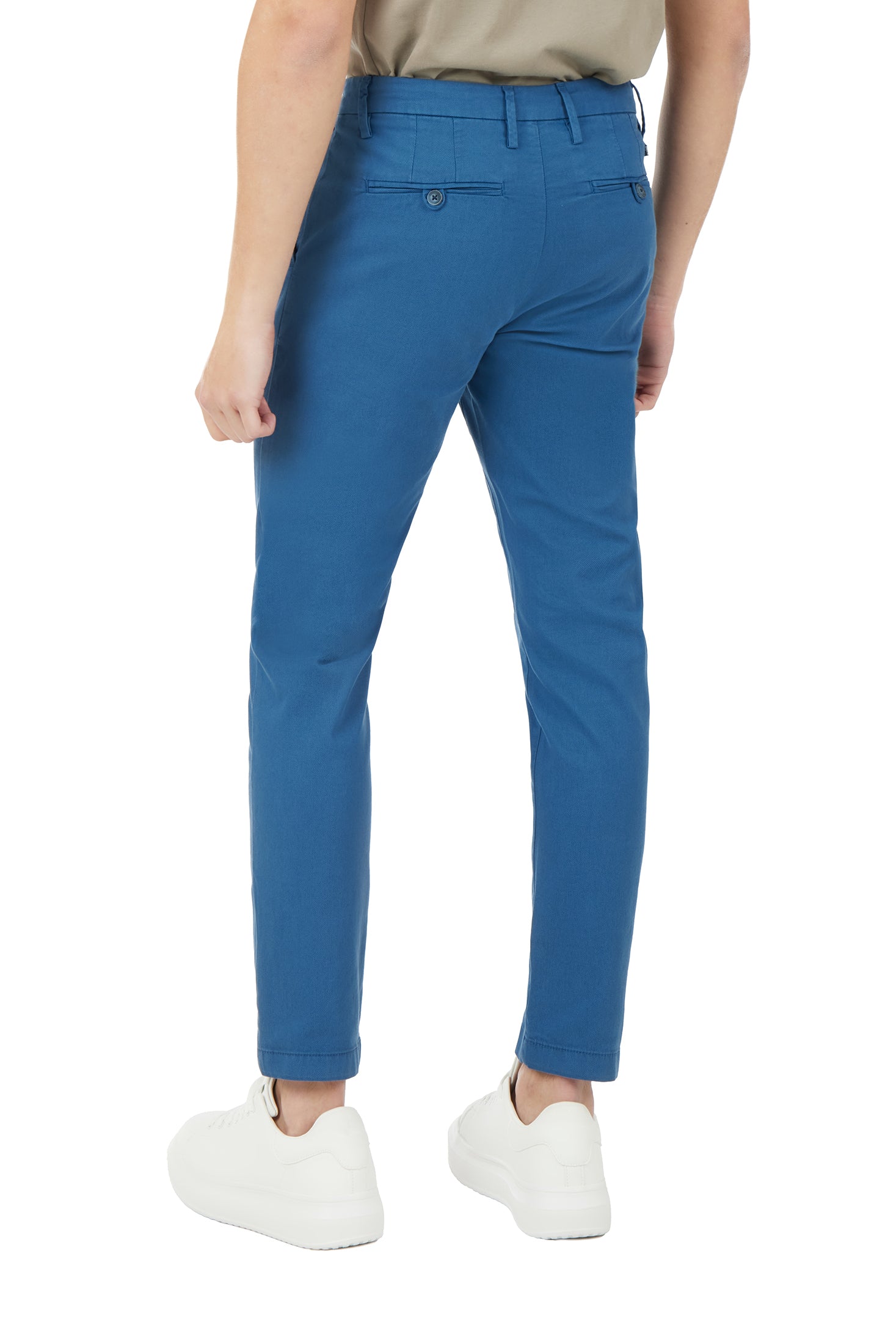Pantaloni chinos slim fit dobby tinto filo|Colore:Indaco