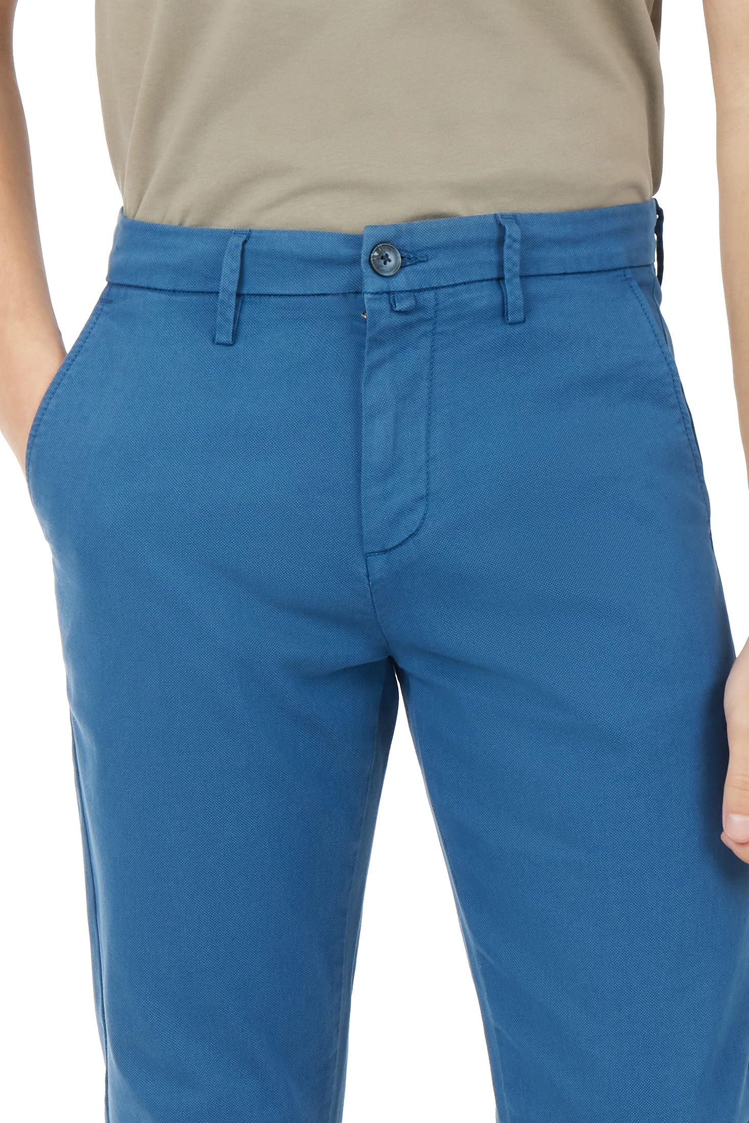 Pantaloni chinos slim fit dobby tinto filo|Colore:Indaco