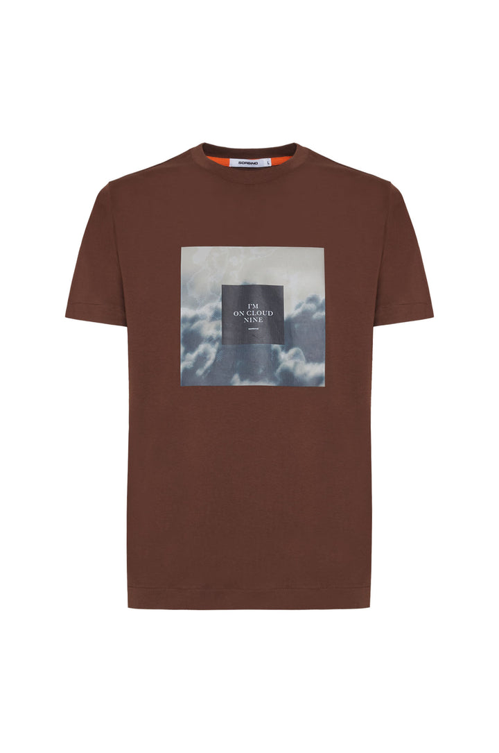 T-shirt con stampa|Colore:Moka