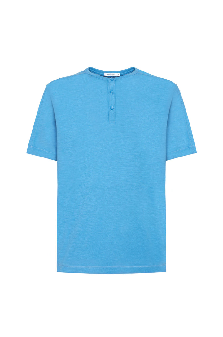 T-shirt serafino cotone mercerizzato|Colore:Oceano